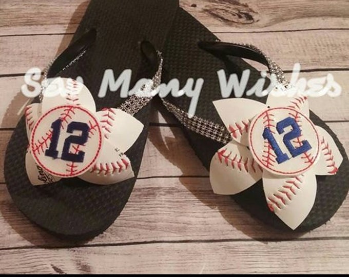 baseball flip flops personalized
