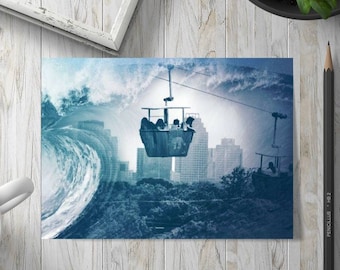 Wave Goodbye To The City - Collage Art Greetings Card