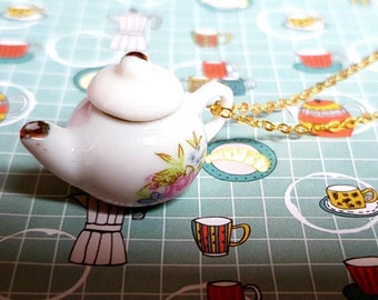 Floral China Teapot Necklace