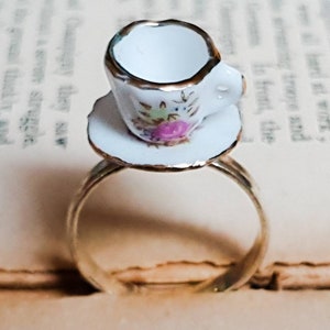 Floral China Teacup Ring