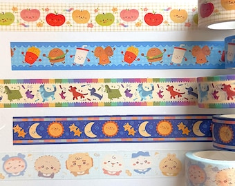 Cute Washi Tape | Scrapbooking Decal | Chiikawa - Food - Dog - Sun | Planner-Journal Tape (20mm*10m)