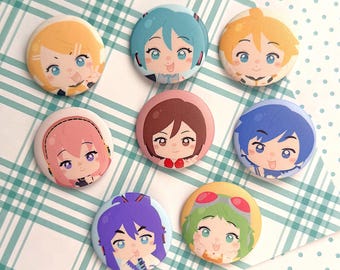 Pulsanti Vocaloid 37 mm / Hatsune Miku / Kagamine Rin & Len / Kaito / Luka / Meiko / Gumi / Gackpo
