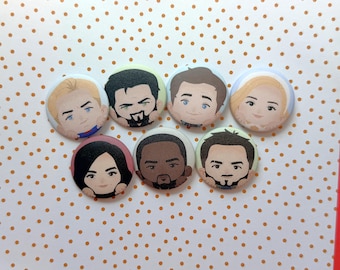 The Boys / Homelander - Butcher - Hughie - Mother’s Milk - Kimiko - Frenchie - Starlight - Soldier Boy - The Deep - A-Train Button 37 mm /