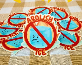 Adesivo "Abolire il ghiaccio" / Adesivo di supporto agli immigrati / Decalcomania
