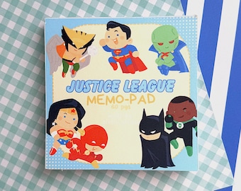 Blocco note Justice Group (JL) 3,5" x 3,5" / Batman - Superman - Wonder Woman - Flash - Lanterna Verde - Martian Manhunter - Hawkgirl