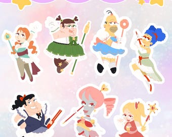 Adesivi per adulti con ragazze magiche dei cartoni animati <3 - Decalcomanie da 3” / Sitcom / Divertenti / Anime