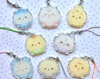 Ciondolo per telefono epossidico Chiikawa 1,5" / Hachiware - Usagi - Kurt-Manju - Momonga - Furuhonya -Shisa - Rakko