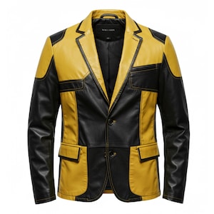 men&#39;s Leather Jacket | Sheep Leather Blazer for Men | Handmade Two-Tone Formal Jacket | Custom Leather Coat