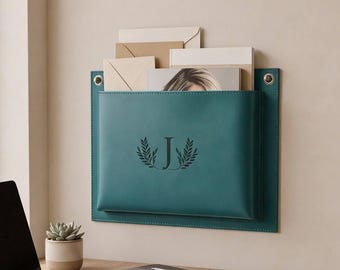 Tasca da parete in vera pelle al 100%, tasca da parete in pelle personalizzata, organizer per la posta in pelle, portariviste da parete, portaposta da parete