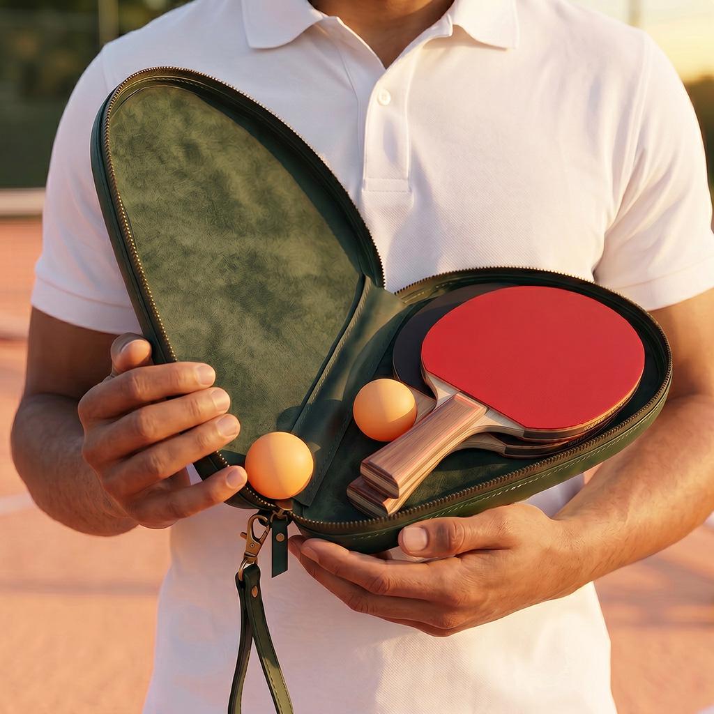 100% Genuine leather pin pong paddle bag, Leather ping pong paddle case, Personalized ping pong paddle case, Table tennis paddle case