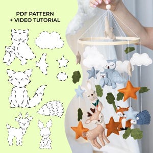 Forest Animals Felt Mobile Patterns, Forest Animals Felt Mobile Pdf, Forest Animals Baby Mobile Pdf, Forest Animals Nursery Mobile Patter