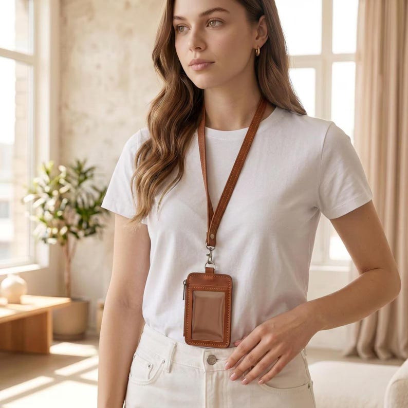 Personalisierter Ausweishalter aus 100% echtem Leder, Ausweishalter aus Leder, Ausweishalter aus Leder, Benutzerdefinierter Ausweishalter, gravierter Ausweishalter Bild 10