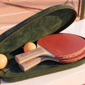 100% Genuine leather pin pong paddle bag, Leather ping pong paddle case, Personalized ping pong paddle case, Table tennis paddle case image 14