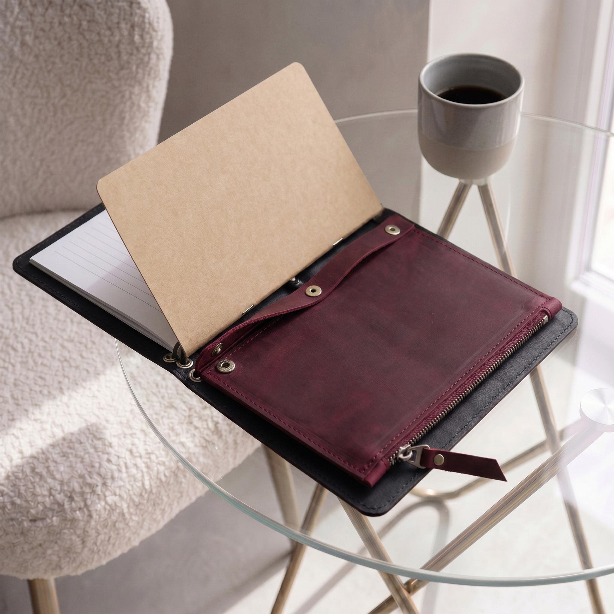 Notebook Ribbon Inserts 100% Genuine Leather Notebook Insert, Notebook Insert With Zipper ...