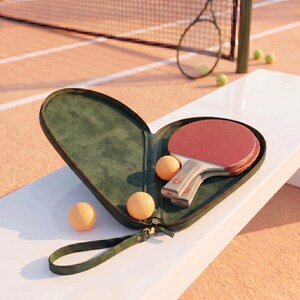 100% Genuine leather pin pong paddle bag, Leather ping pong paddle case, Personalized ping pong paddle case, Table tennis paddle case image 13