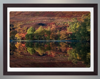 Autumn Loch Reflections, Photo Print, Scotland, Landscape Photography, Scottish Highlands, Wall Art, Home Decor