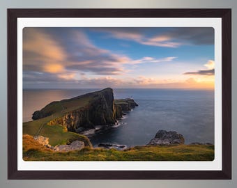 Neist Point Sunset, Photo Print, Scotland, Lighthouse, Isle of Skye, Landscape Photography, Wall Art, Home Decor