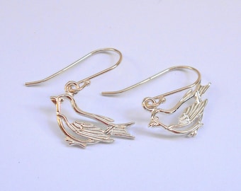 Bird Earrings, Unique Silver Earrings, Silver Dangle Earrings, Minimalist Earrings Sterling Silver, Bird Earrings Dangle, Earrings for woman