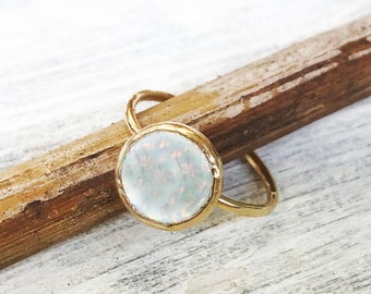 Opal ring, Boho ring, Minimalist ring, Goldfields ring, October Birthstone Ring, White opal ring
