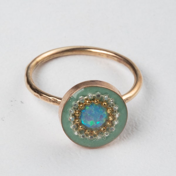 Opal Ring, Ring for Women, Gold Opal Ring, Boho Ring, Unique Opal Ring, Mint Ring, Green Ring, Opal Jewelry, Bohemian Ring, Gold Filled Ring