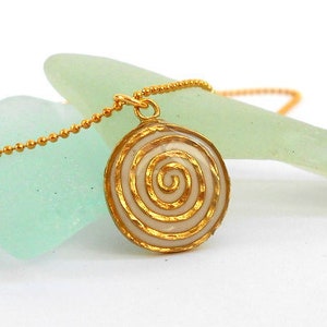 Boho Necklace, Unique Gold Pendant, Resin Necklace, Dainty Necklace, Bohemian Necklace, Spiral Necklace, Gold Necklace, Gift for her