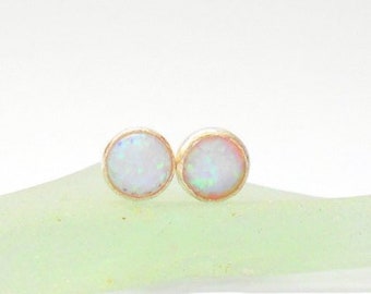 Opal Earrings, Tiny Stud Earrings, Ear Studs, White Opal Earrings, Opal Stud Earrings, Opal Jewelry, Silver Gold Earrings, Silver Stud