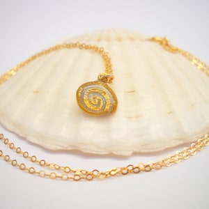 Unique Gold Pendant, Boho Necklace, Resin Necklace, Spiral Necklace, Dainty Necklace, Swirl Necklace, Gold Filled Necklace, Sterling Silver