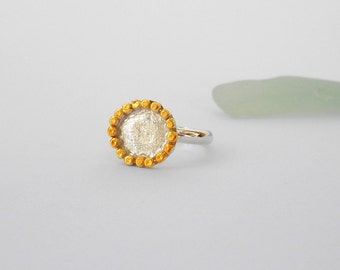 Gold silver ring ,Gold flower sterling silver ring ,gilded silver ring ,gold plated sterling silver ring ,thin ring ,cute ring
