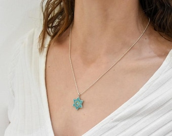 Sukkot Charm Jewelry, Star of David Pendant, Jewish David Star Necklace, Religious Women Necklace, Women Hanukkah Gift, Bar/Bat Mitzvah Gift