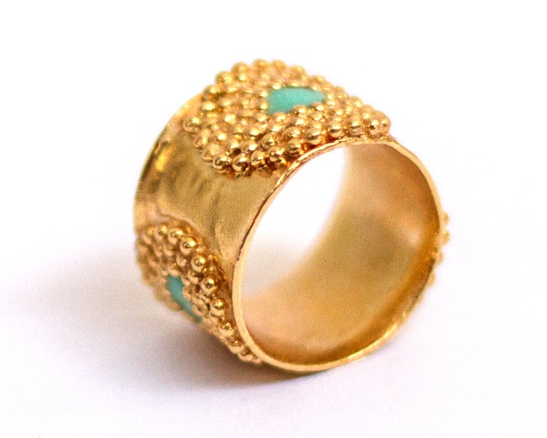 Gold Statement Ring, Boho Ring, Unique Gold Ring, Bohemian Ring, Resin Ring, Wide Gold Ring, Wide Band Ring, Chunky Ring, Granulated Ring image 4