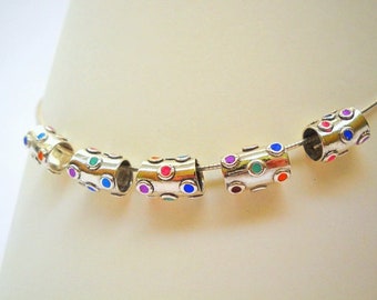 Colorful Necklace, Statement Necklace, Colorful Jewelry, Statement jewelry, Colorful Bead Necklace, Silver Bead Necklace, Multicolor