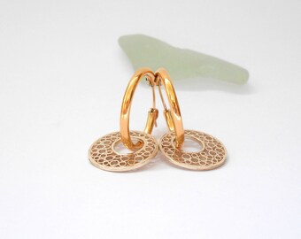 Hoop Earrings, Gold Hoop Earrings, Boho Earrings, Silver Gold Earrings, Unique Hoop Earrings, Double Hoop Earrings, Dangle Hoop