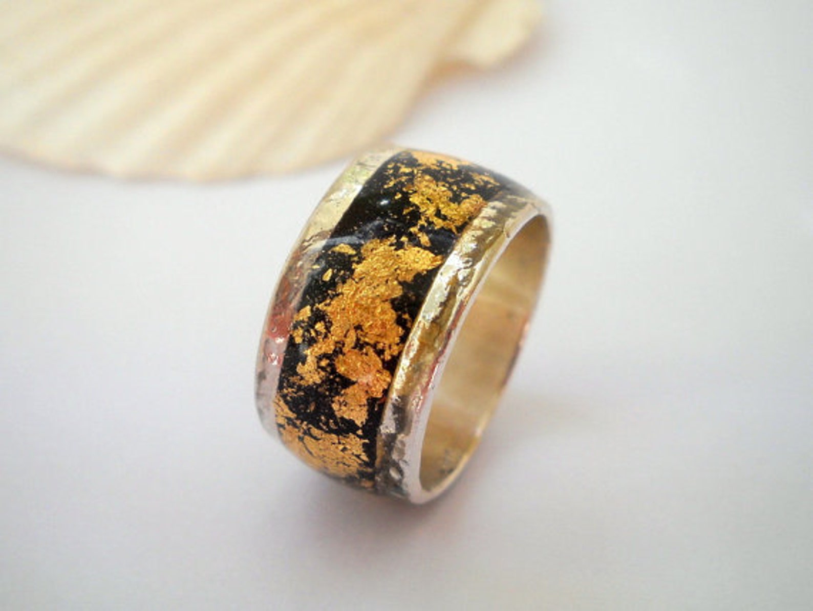 Green Gold Ring Sterling Silver Ring Handmade Mint Ring Inlaid Etsy