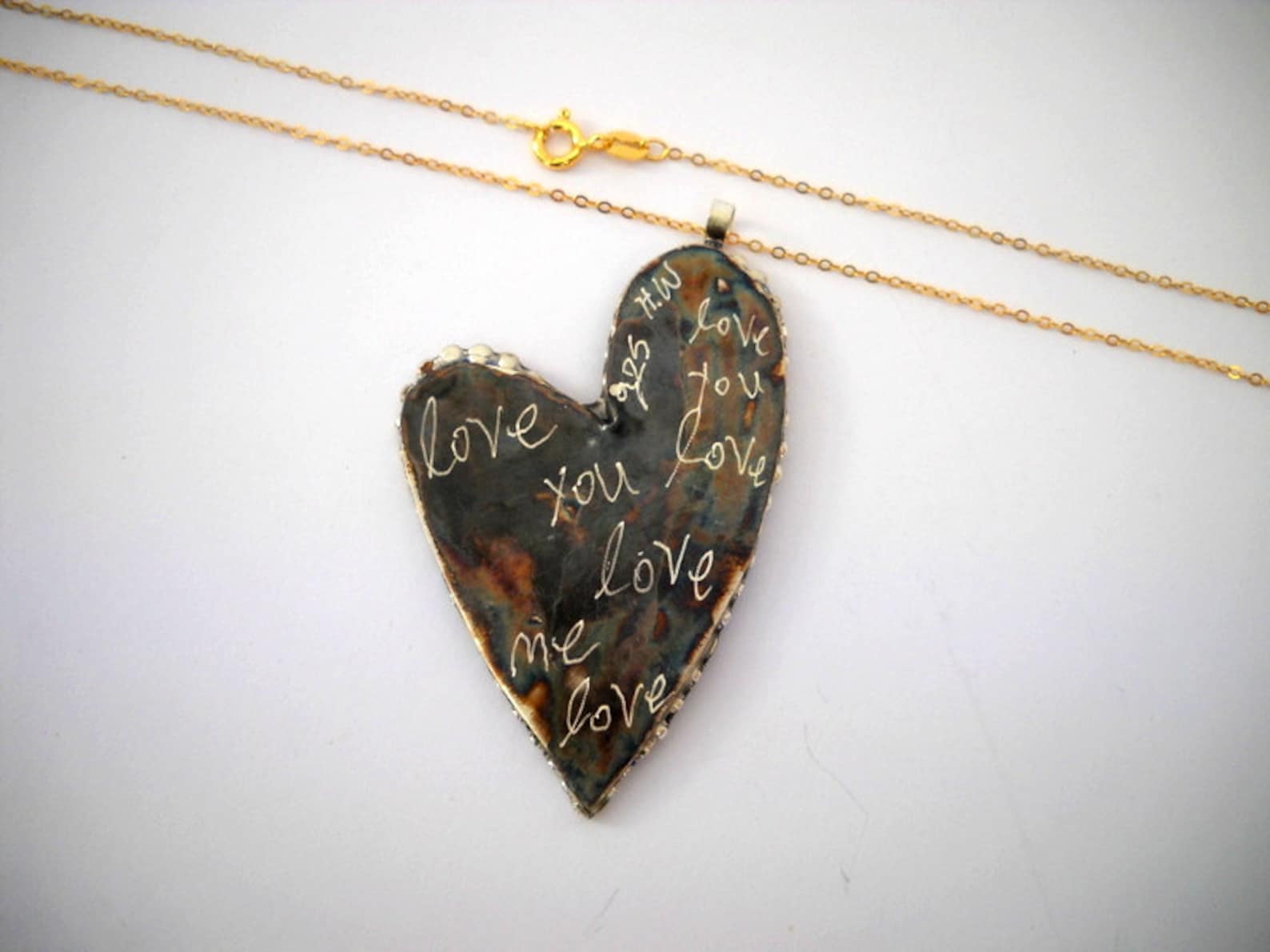Iris Long Blue Heart Pendant Necklace main image 0