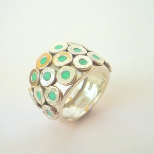Statement Ring, Boho Ring, Statement Jewelry, Chunky Ring, Unique Silver Ring, Resin Rings, Large Ring, Bohemian Ring, Wide Band Ring, Mint