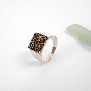 Silver Signet Ring, Men Signet Ring, Women Signet Ring, Men Pinky Ring, Silver Statement Ring, Black Signet Ring, Seal Ring, Square Signet