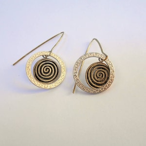 Boho Earrings, Silver Threader Earrings, Dangle Hoop Earrings, Black Silver Earrings, Sterling Silver Earrings, Celtic Earrings, Spiral