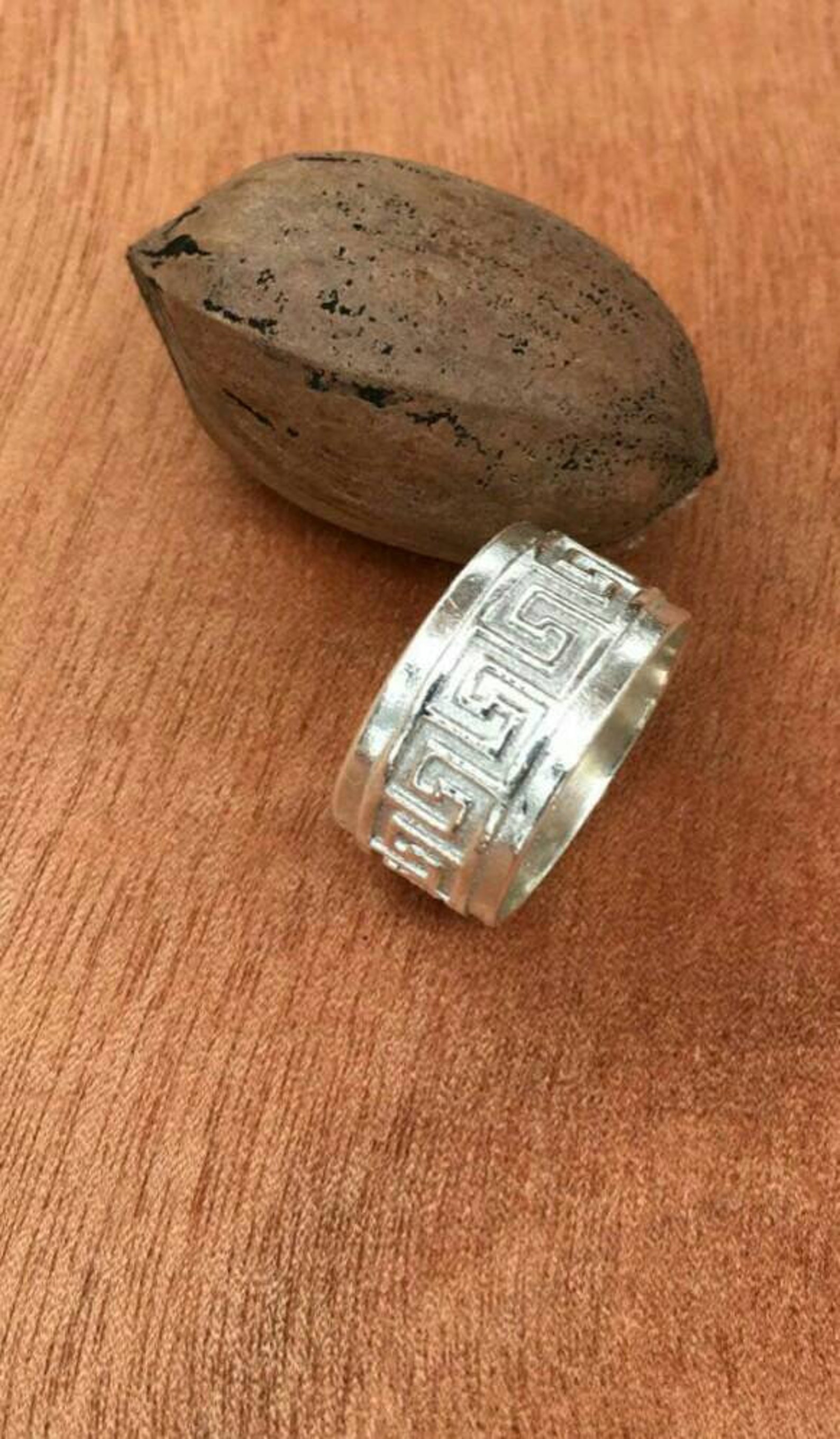 Band Sterling Silver Ring, Square Pattern Ring, Ring for Men, Ring for ...
