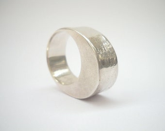 Oval Ring aus Sterlingsilber, Geometrischer Architekturschmuck