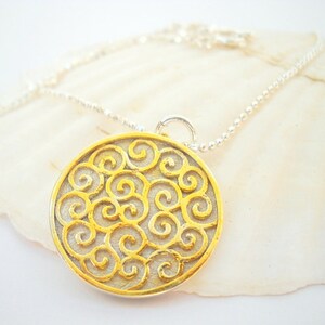 Boho Necklace, Unique Gold Pendant, Statement Necklace, Bohemian Necklace, Spirals Necklace, Filigree Necklace, Silver Gold Necklace