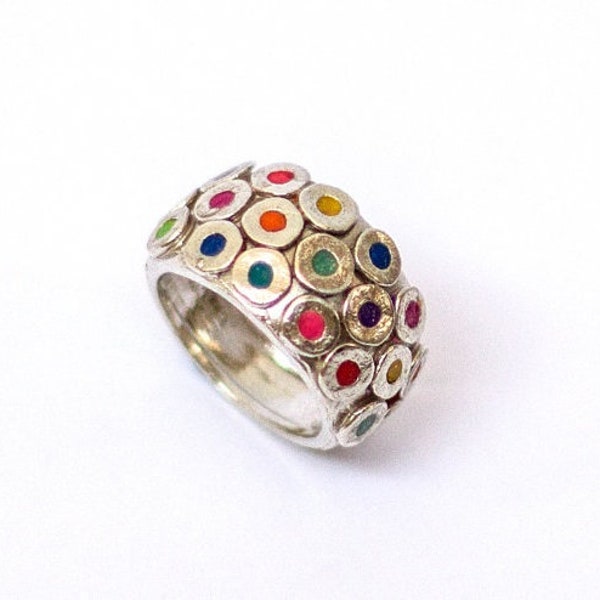 Statement Ring, Boho Rings, Statement Jewelry, Modern Ring, Chunky Ring, Silver Statement Ring, Unique Ring, Colorful Rings, Bohemian Rings