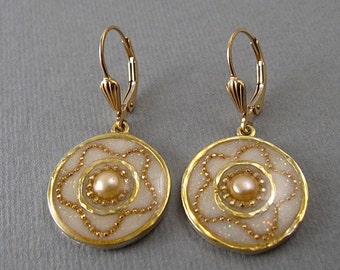 Einzigartige Ohrringe, Boho Braut Ohrringe, Gold Baumschmangle Ohrringe, einzigartige Perle Ohrring, Boho Ohrringe, moderne Braut Ohrring