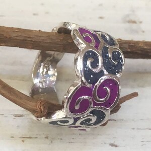 Pink  Ring, Boho Ring, Silver Statement Ring, Unique Silver Ring, Gray Ring, Wide Band Ring, Bohemian Ring, Ring for Women, Spiral Ring