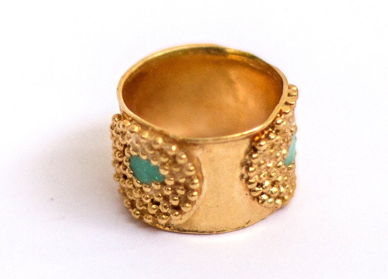 Gold Statement Ring, Boho Ring, Unique Gold Ring, Bohemian Ring, Resin Ring, Wide Gold Ring, Wide Band Ring, Chunky Ring, Granulated Ring image 2