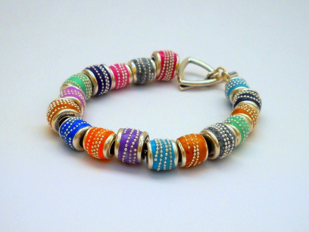 Colorful Bracelet Sterling Silver Bracelet With Multi Color Etsy