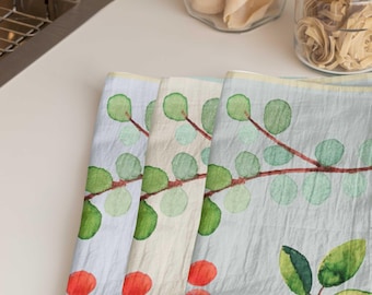 Strofinaccio botanico in cotone biologico, canapa o lino - Decorazione per la cucina