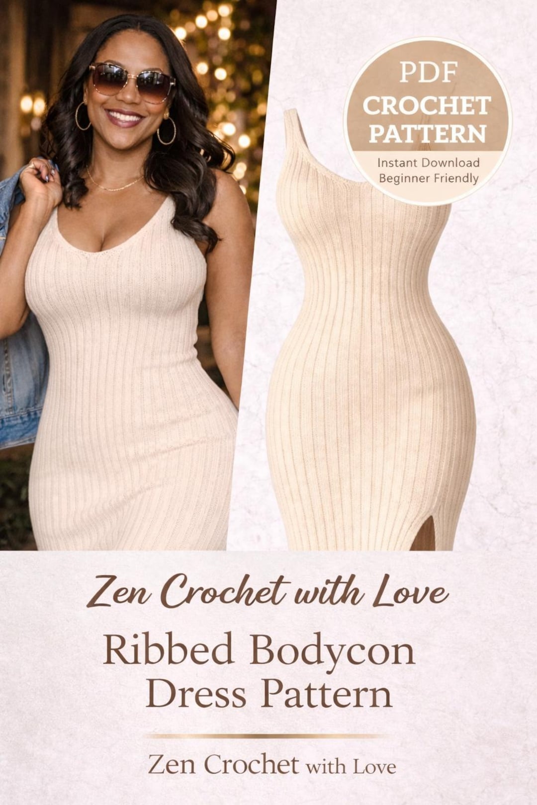 Ribbed Bodycon Crochet Dress Pattern | Beginner Friendly (PDF Download ...