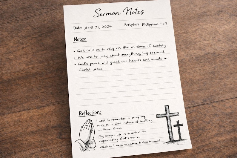 Sermon Notes Printable | Christian Bible Study Journal (digital ...