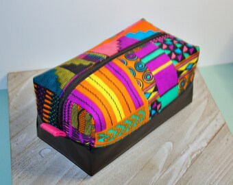 Boxy Bag/ Beauty Bag/ Make up Bag/ Project Bag/ Hair Bag/ Purple African Print
