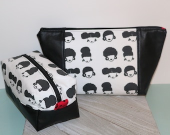 Curly Girl Natural Beauty Bag/Make up Bag/Project Bag/Hair Bag/ Toiletry Bag
